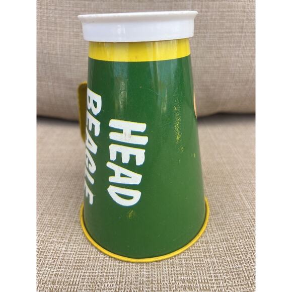 1970 PEANUTS SNOOPY HEAD BEAGLE TIN LITHO GREEN MEGAPHONE CHEIN CHARLIE BROWN - Picture 5 of 8